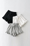Casual Sweatpants High Waist Waffle Shorts Summer Lace Women
