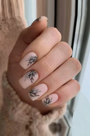 24Pcs Flowers Design Fake Nails Mid-length Ballet Press on Nails