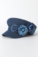 Elegant Flat Top Navy Hat Student Hat Small Crowned Face Small Sunshade Hat