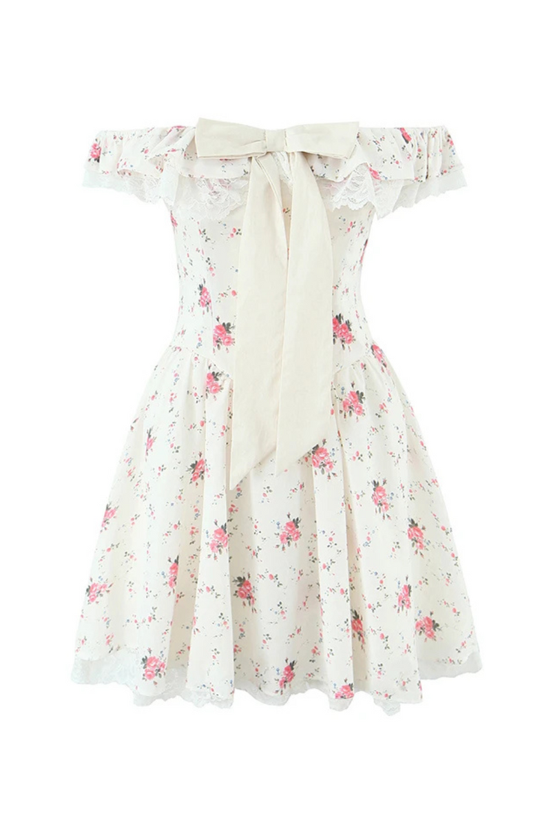Summer Women Floral Off Shoulder Dresses  Elegant  A-line Party Mini Dress