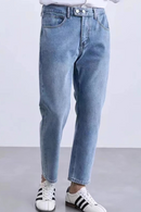 Men Trouser Double Pleated Jeans Straight Leg Pant Naples Men's Trousers