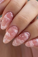 Pink Cloud Sweet Star Moon Acrylic Nails Press on Almond Wearable Nails Art Tips Fingernail Beauty