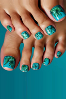 24pcs Summer Press on Toenails Coconut tree Spice Girls Fake Toe Nails