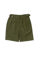 Military Waist Buckle Shorts Retro British Cotton Shorts Naples Green Canvas Cargo Short Trousers Leisure Workwear