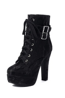 Elegant Female Ankle Boots Round Toe Heels