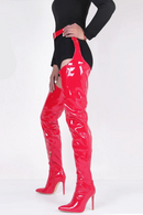 Leather Boots Women Belt Buckle Over-the-Knee Heels Long Boots Thigh High