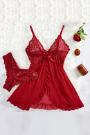 Lingerie Women's Underwear See Through Sleepwear Lace Nightdress And Panty Pijamas Sets Female Nighty