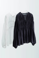 Hollow Out Shirt Tops Shirts Blouses Elegant Pleated Spring Clothes Women