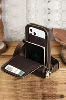 Men Shoulder Bag Genuine Leather Crossbody Bags Large Capacity with Phone Pocket Casual Male Waist Pack