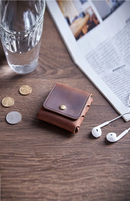 Genuine Leather Coin Purse  Vintage Small Mini Money Bag Earphone Line Case Change Pouch Holder