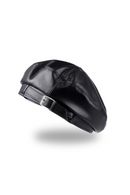 Girl Leather Beret Beanie Hat Cap Women Plain Beret Hats Solid Color Elegant Lady Artist Caps Belt Beanies