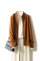 Autumn and Winter Wool Cashmere Sweater Women's Half High Neck Cardigan Warm Knitted Sweater Women