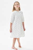 kids girls summer floral print white cotton flare dress child teen girl cotton lining dresses