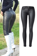 Women Leather Pants Punk Gothic Lady Trousers Stretch Push Up Legging Slim Fit Street