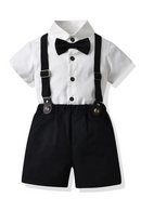 Boys Summer Cotton Outfits Classic Black & White Formal Gentleman Clothes Kids Suit Boys Host
