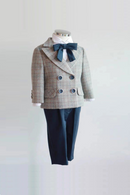 1-4Y Children Formal Plaid Suit Set Boys Wedding Birthday Party Performance Kids Blazer Pants Clothes