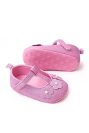 Baby Girls Flat Shoes Soft Sole Shiny Flower Pearls Non-slip Indoor Outdoor Toddler Shoes