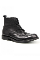 Handmade Vintage Carving High Top Brogue Shoes Men Genuine Leather Boots Casual Men Short Boots
