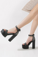 Sandals for Women Open Toe Dress Pumps Stylish Cutout Design Back Rivet Platform Heels