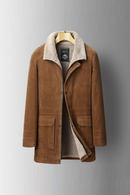 Corduroy Coat Men Warm Casual Solid Color Slim Fit Simple Lapel Windproof Coat