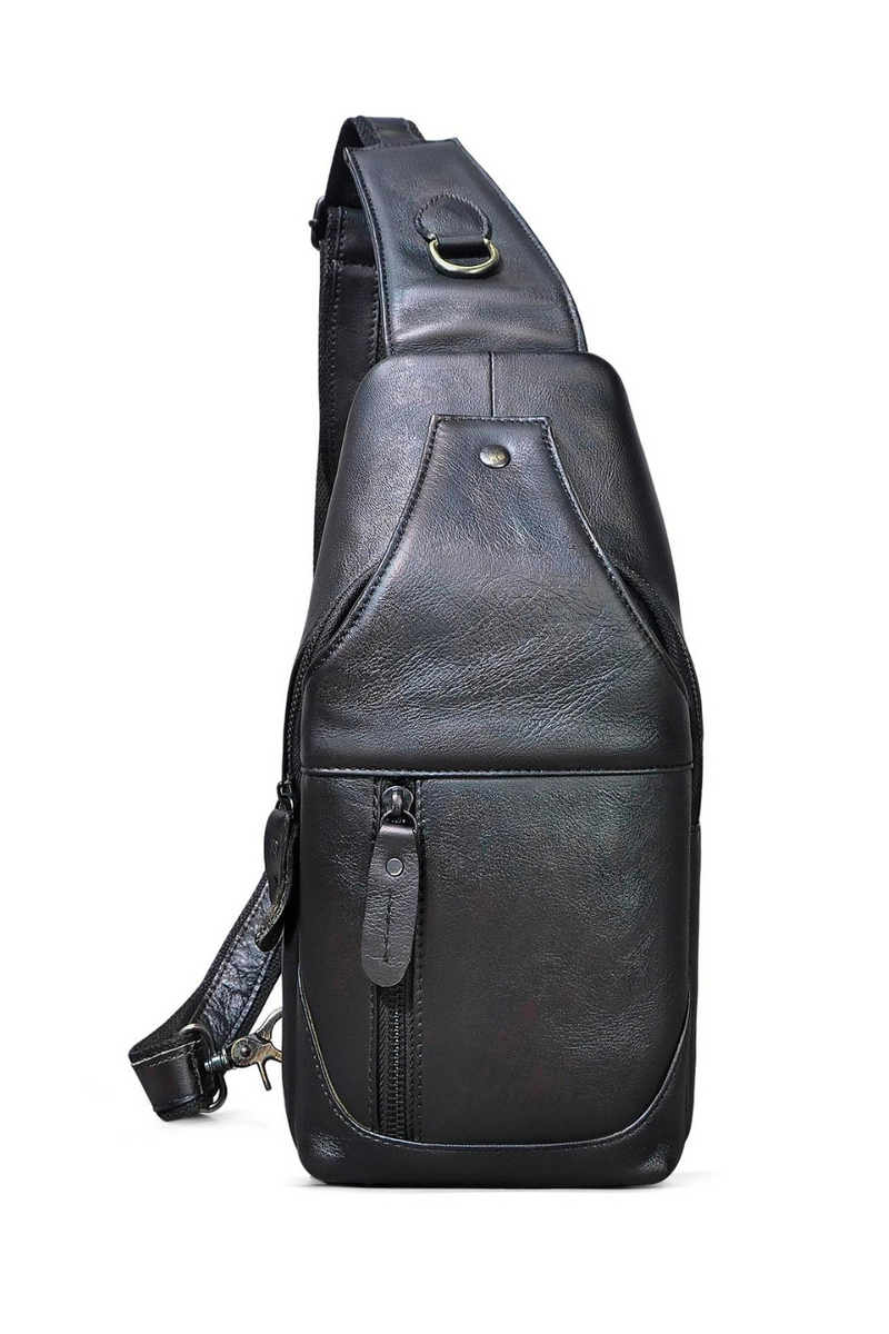 Leather Casual Travel Chest Sling Bag Design Vintage One Shoulder Bag Cross-body Bag For Male