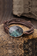 Boho Labradorite Stone Rope  Wrap Bracelets for Men Women Handmade Natural Stone Bracelets Jewelry