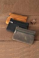 Men Genuine Leather Card Holder Leather Credit Card Case Purse Zipper Purse