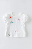 summer baby girls bow cartoon T-shirt children short sleeve tops girls cute pullover kids tees