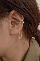 Silver Color Long Tassel Ear Cuff Multilayer No Piercing Hook Clip Earrings for Women Simple Temperament Jewelry Gift