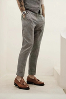 Men Pants Naples Linen Casual British Style Slim Fit Trousers Spring Summer Ankle-Length Suit Pants