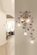 Flower Grass Wall Lights With Roses Iron Art long Wall Lamp Decorative lamp Porch lamp background Home Lighting