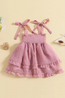 Summer Kids Girls Princess Dress Ruffle Hem Casual Bandage Party Dress Beach Party Clothing