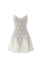 Women Spaghetti Straps Lace Dresses Black Beige Backless Hollow Out A-line Mini Dress Night Out Robe