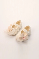 Adorable Baby Girl Bow Flats Shoes with Petal Design for Special Occasions and Baby Showers