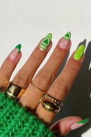 Simple French Waves Wearable Nail Art Glossy Long Stiletto Finished False Nails Press on Nails