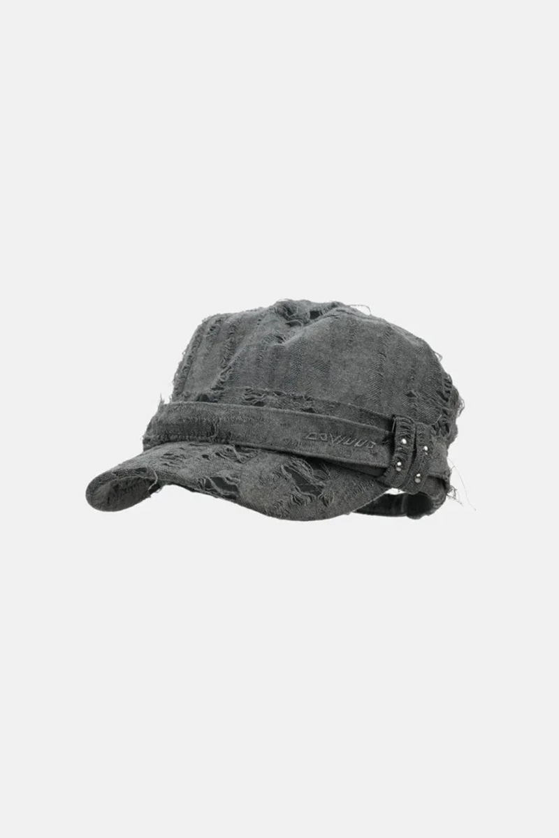 Gray denim cap with a strap on a white background, Obroi