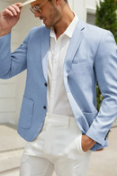 Men's casual solid color two-button suit jacket