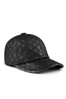 Men Hats Genuine Leather Rhombus Check Embroidered Baseball Cap Retro Casual