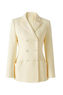 Notched Women Beige Formal Quality Blazers Lady Jackets