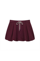 Women Pleated Drawstring Front Zipper Mini Skirt Female Chic Lady Skirts