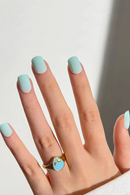 Frosted Matte Mint Blue Wearable Nail Art Lovely Mini Short Fake Nails Detachable Finished False Nails Press on Nails with Glue