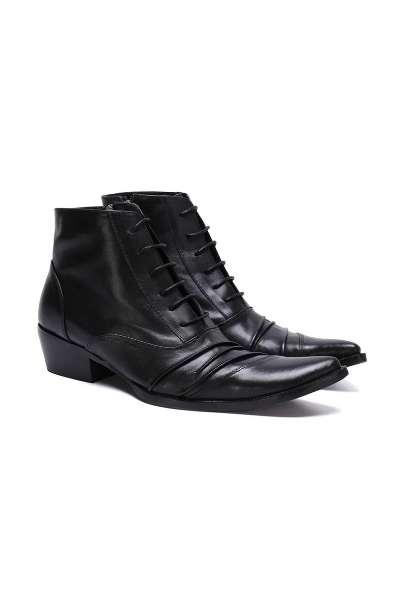 Pointed Toe Dress Shoes Classic Autumn and Winter Brogue Boots Elegant Men Real Leather Derby Boots