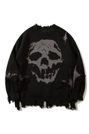 Obroi Black sweater with a skull design on a white background
