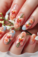 24Pc Almond Nails Pink Artificial Nails Simple Full Over Press on Nails Tips Art