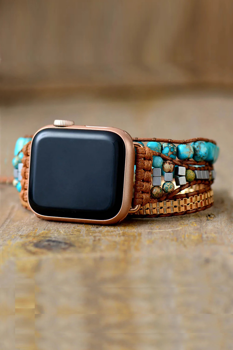 Standout Natural Stone Men Women Watch Band Beads Boho Wrap Vegan Rope Watch Strap