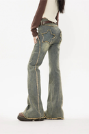 Women Blue Flare Jeans Aesthetic Baggy Denim Trousers Jean Pants Clothes