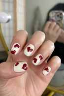 Press on Nails Red Love Heart Nails Women Girls Charm Manicure Detachable False Nails Tip