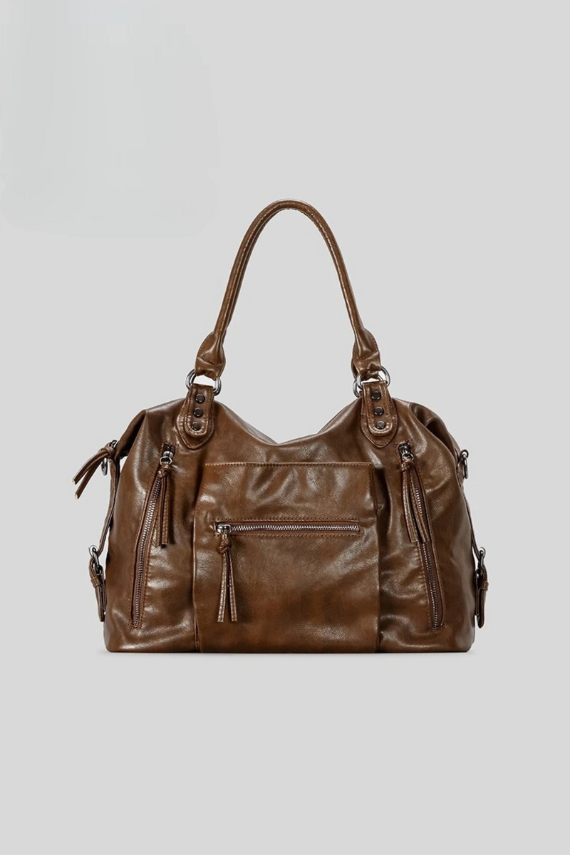 Women Shoulder Bags Capacity Leather Motorcycle Shoulder Crossbody Bags Ladies Travel Handbags
