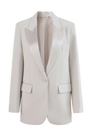 Minimalist Office Blazer for Women Notched Collar Spliced Single Button Loose Jacket Female