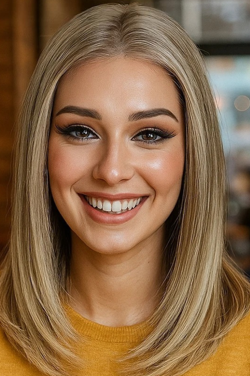 Straight Bob Wigs Synthetic Lace Front Wigs For Women Blonde Frontal Layered Lace Wig